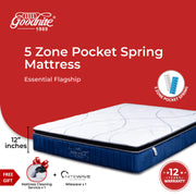 Goodnite Essential Flagship 5 Zone Pocket Spring Mattress (12 Inch) with Single/ Super Single/ Queen/ King