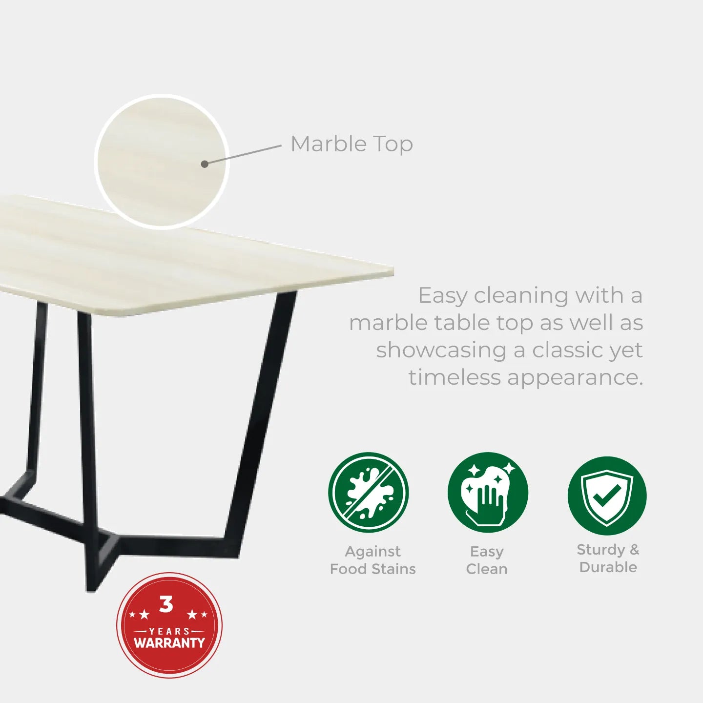 Goodnite (1+6) Marble Dining Set (W 1500mm), Marble Top Table, Metal Leg, Fabric Chair