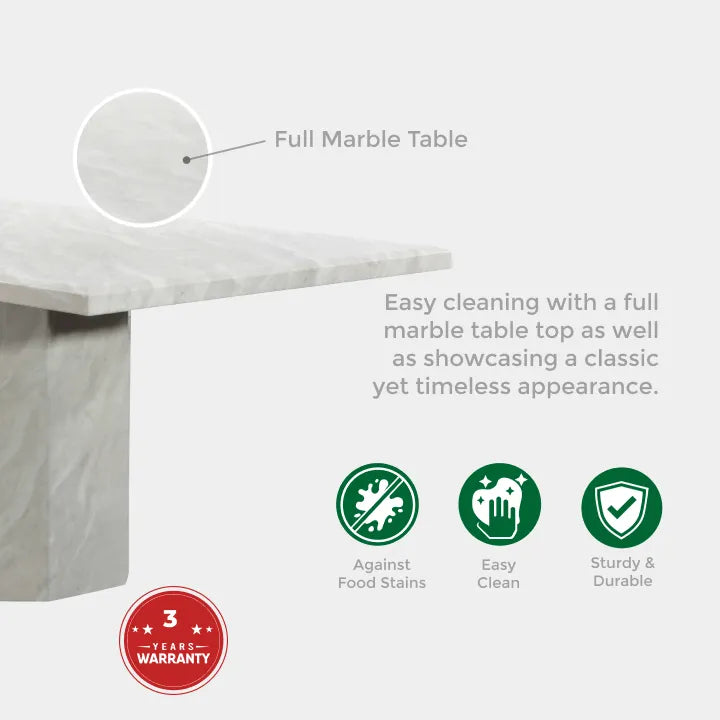 Goodnite 1+6 / 1+8 Marble Dining Set (W 1500mm), Marble Top Table, Metal Leg, PU Chair