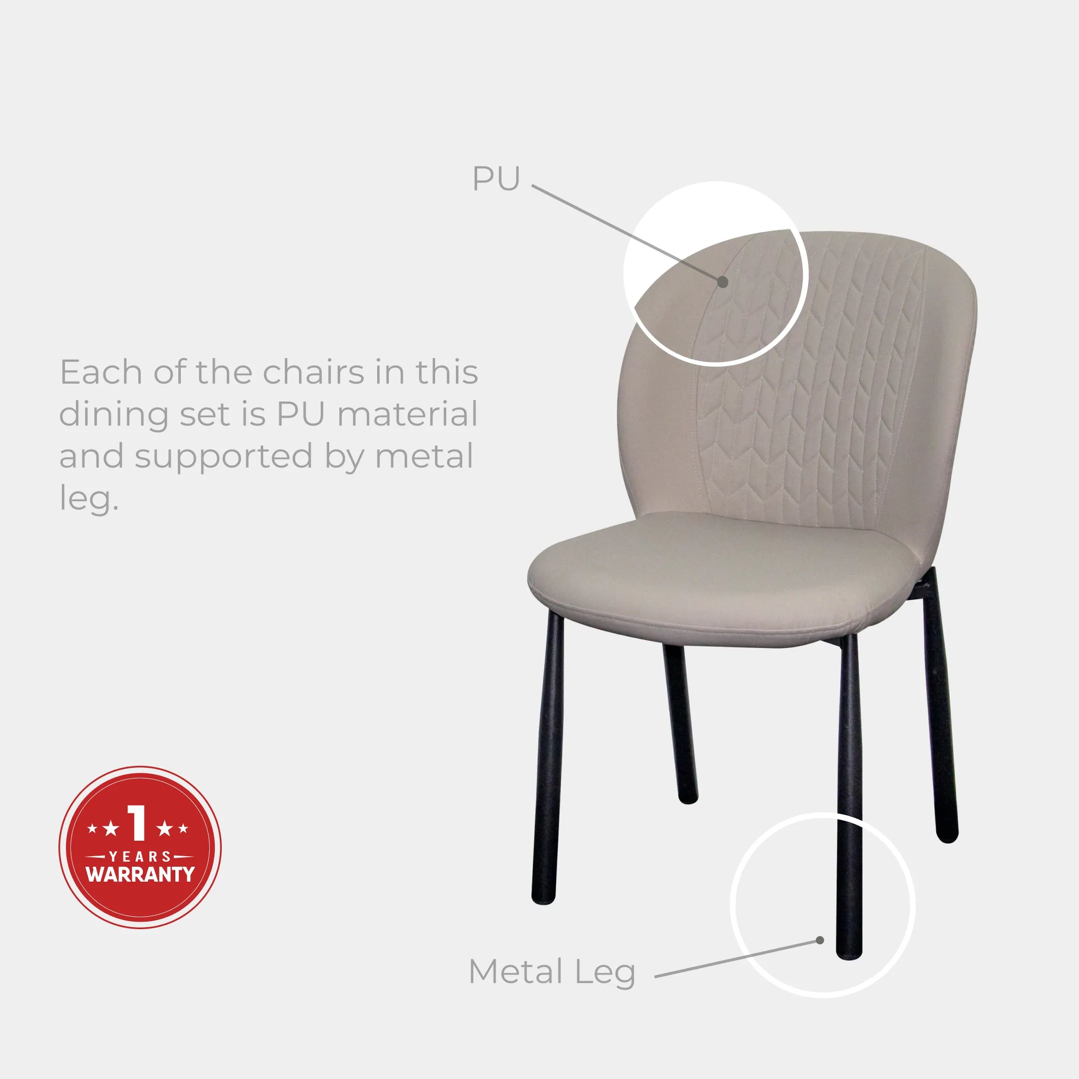 Goodnite 1+6 / 1+8 Marble Dining Set (W 1500mm), Marble Top Table, Metal Leg, PU Chair