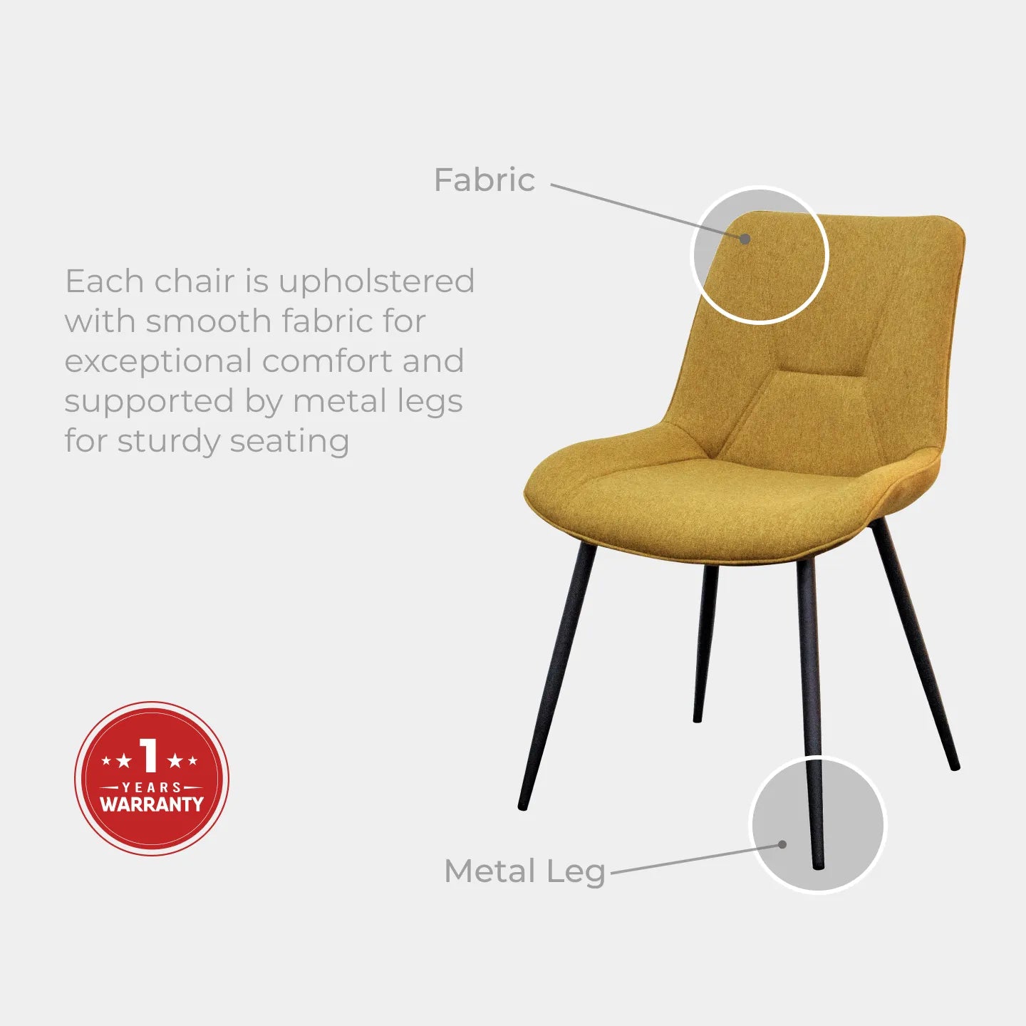 Goodnite (1+6) Marble Dining Set (W 1350mm), Full Marble Top Table, Metal Leg, Fabric Chair