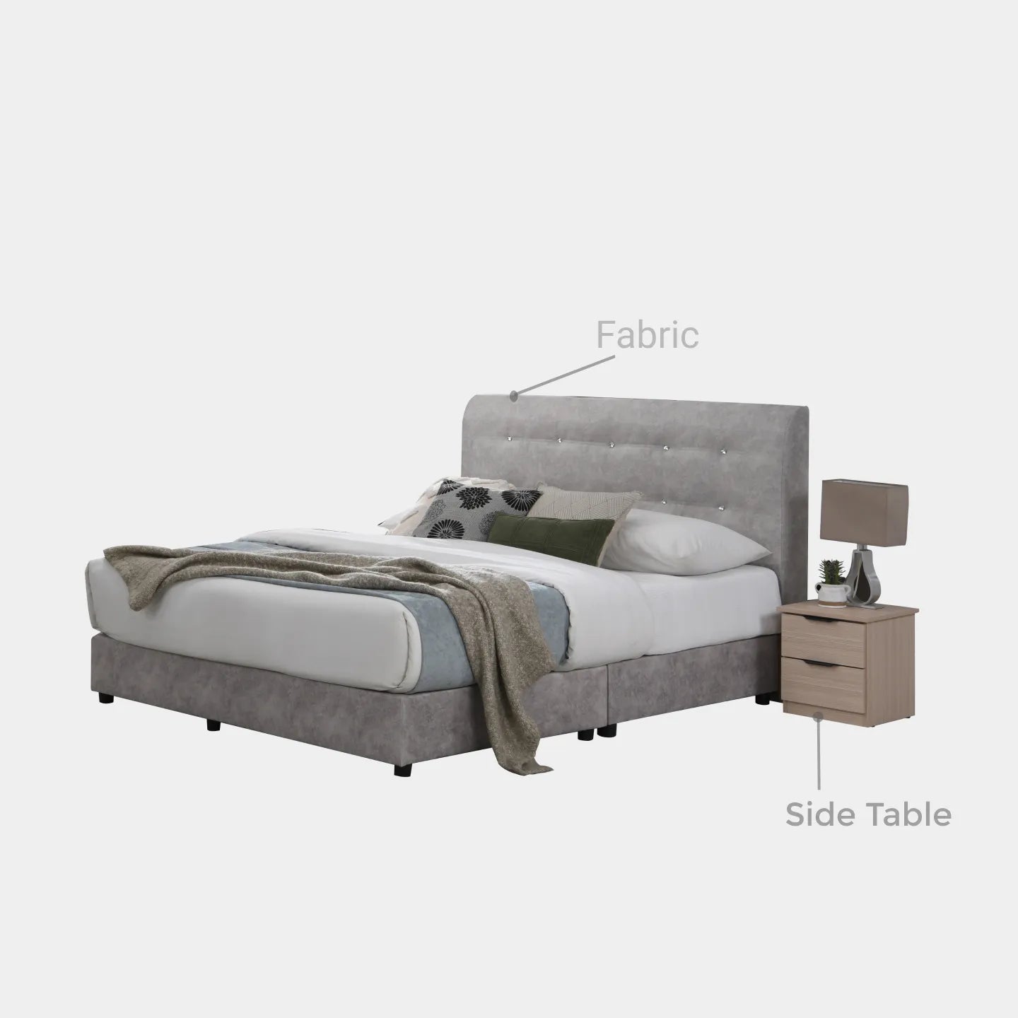 Goodnite Queen/ King Bedroom Set, Bedframe + Wardrobe + Dresser + Side Table (GN811)