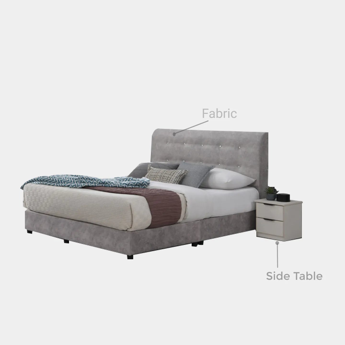 Goodnite Queen/ King Bedroom Set, Bedframe + Wardrobe + Dresser + Side Table (GN812)