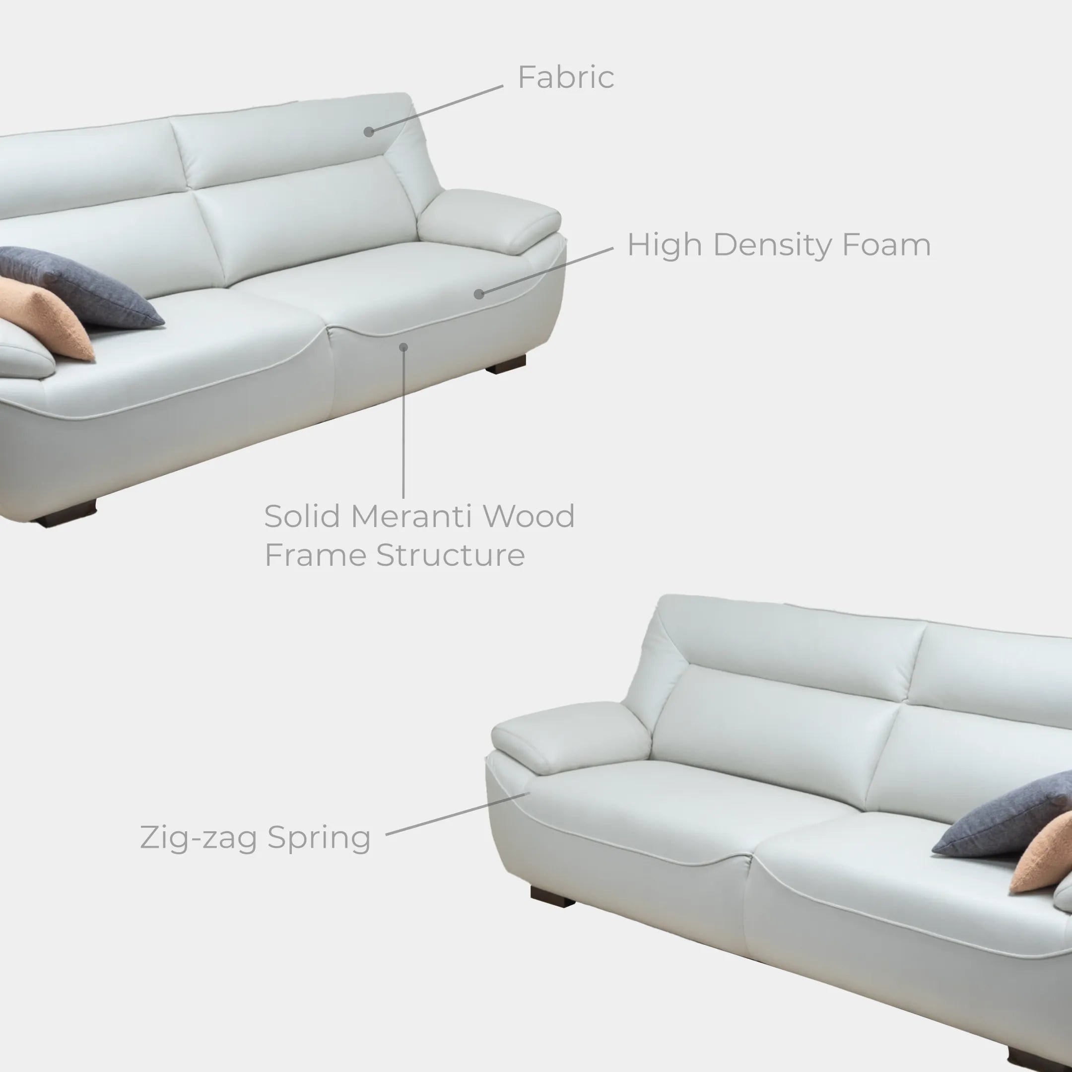 Goodnite Fabric Sofa (Hatteo), 1 Seater/ 2 Seater/ 3 Seater/ 5 Years Warranty