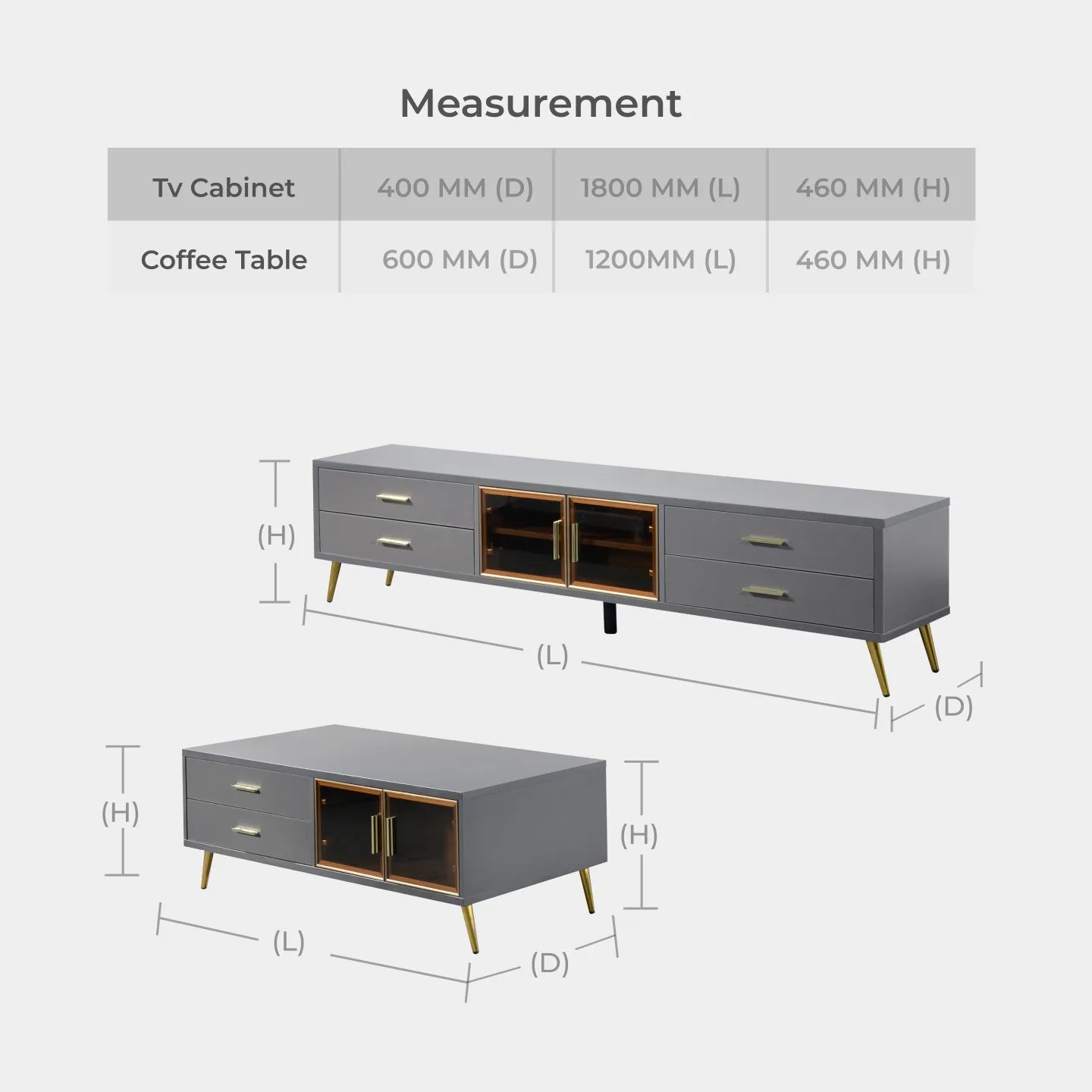 Goodnite Living Set, 6Ft TV Cabinet + Coffee Table