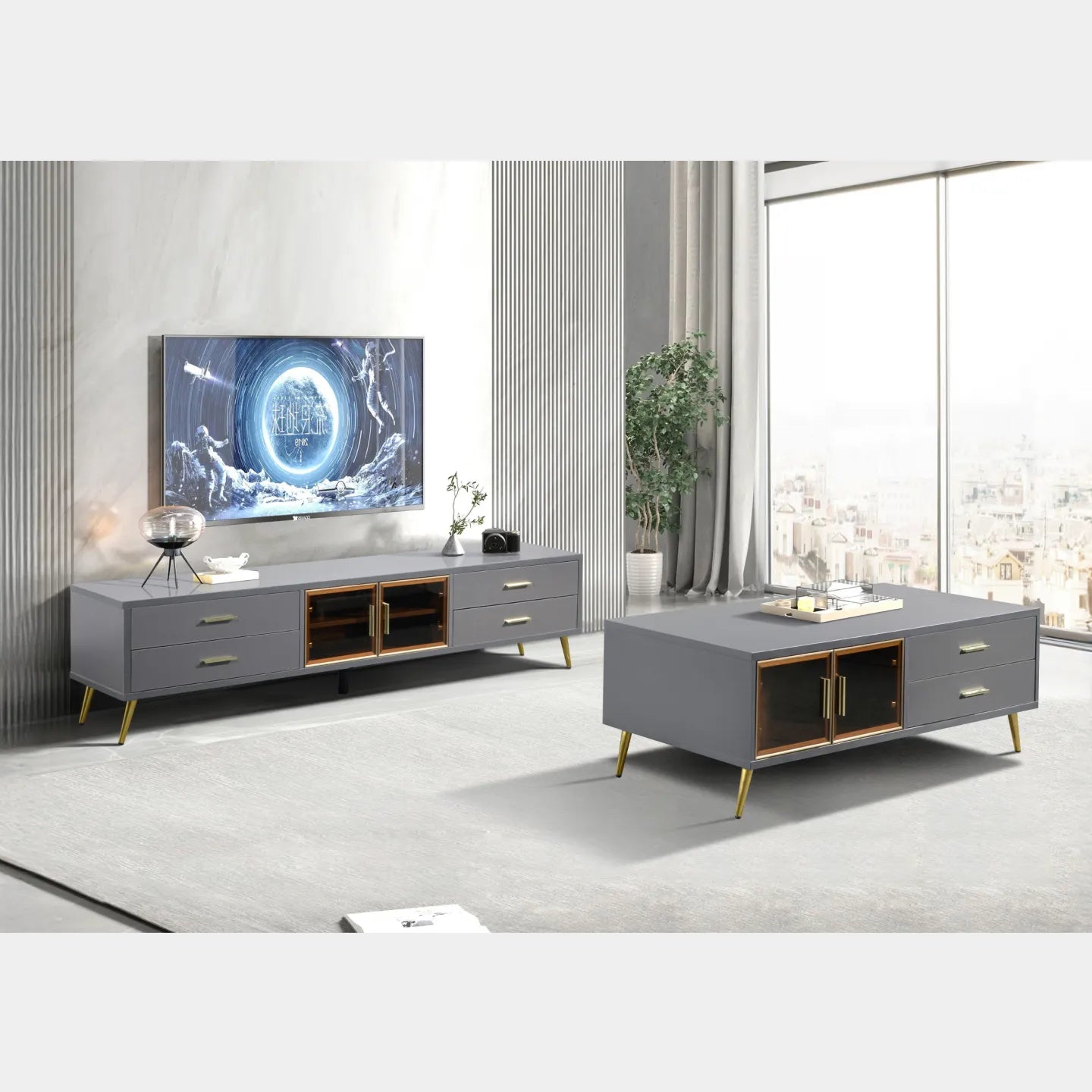 Goodnite Living Set, 6Ft TV Cabinet + Coffee Table
