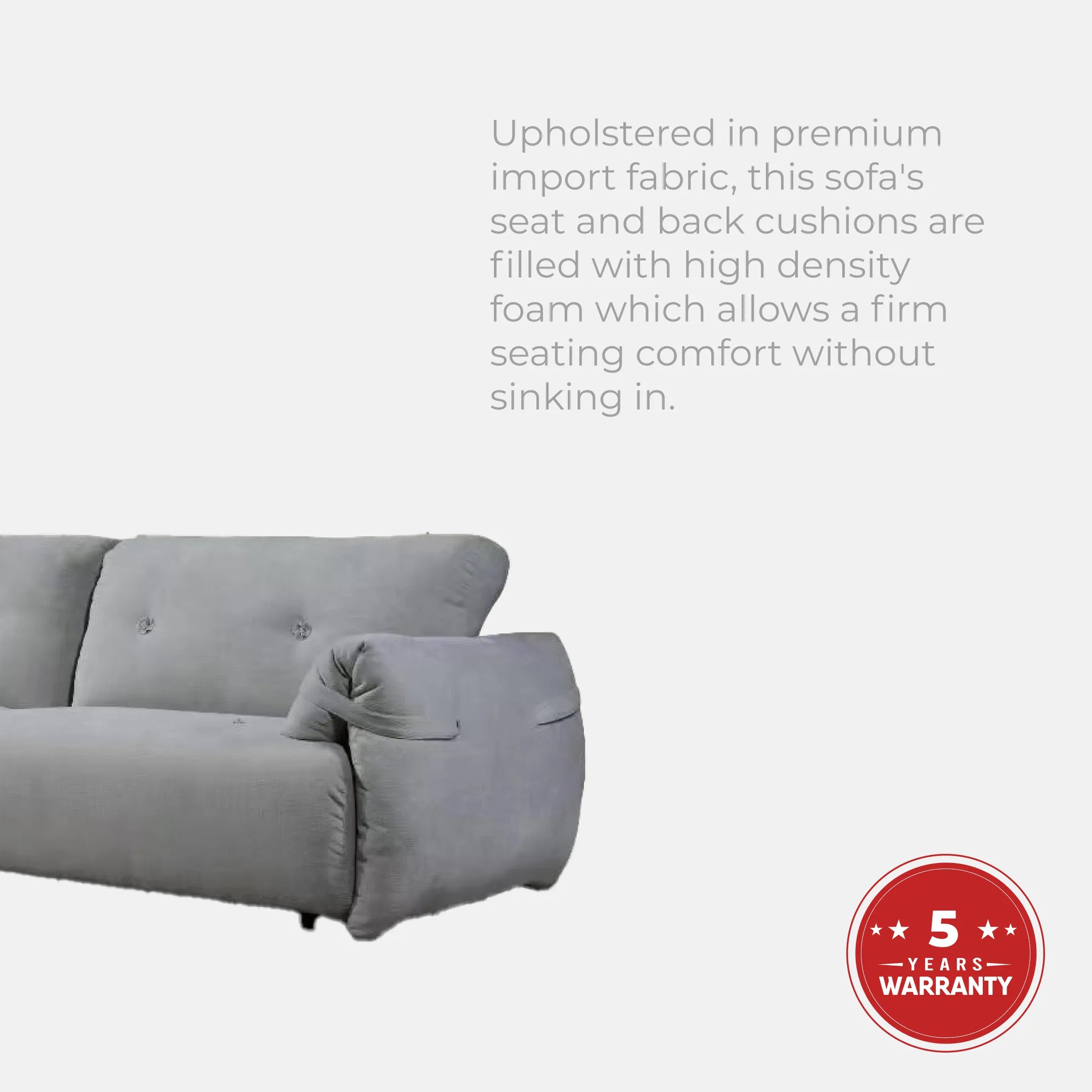 Goodnite Fabric Sofa (M1353), 1 Seater/ 2 Seater/ 3 Seater/ 5 Years Warranty