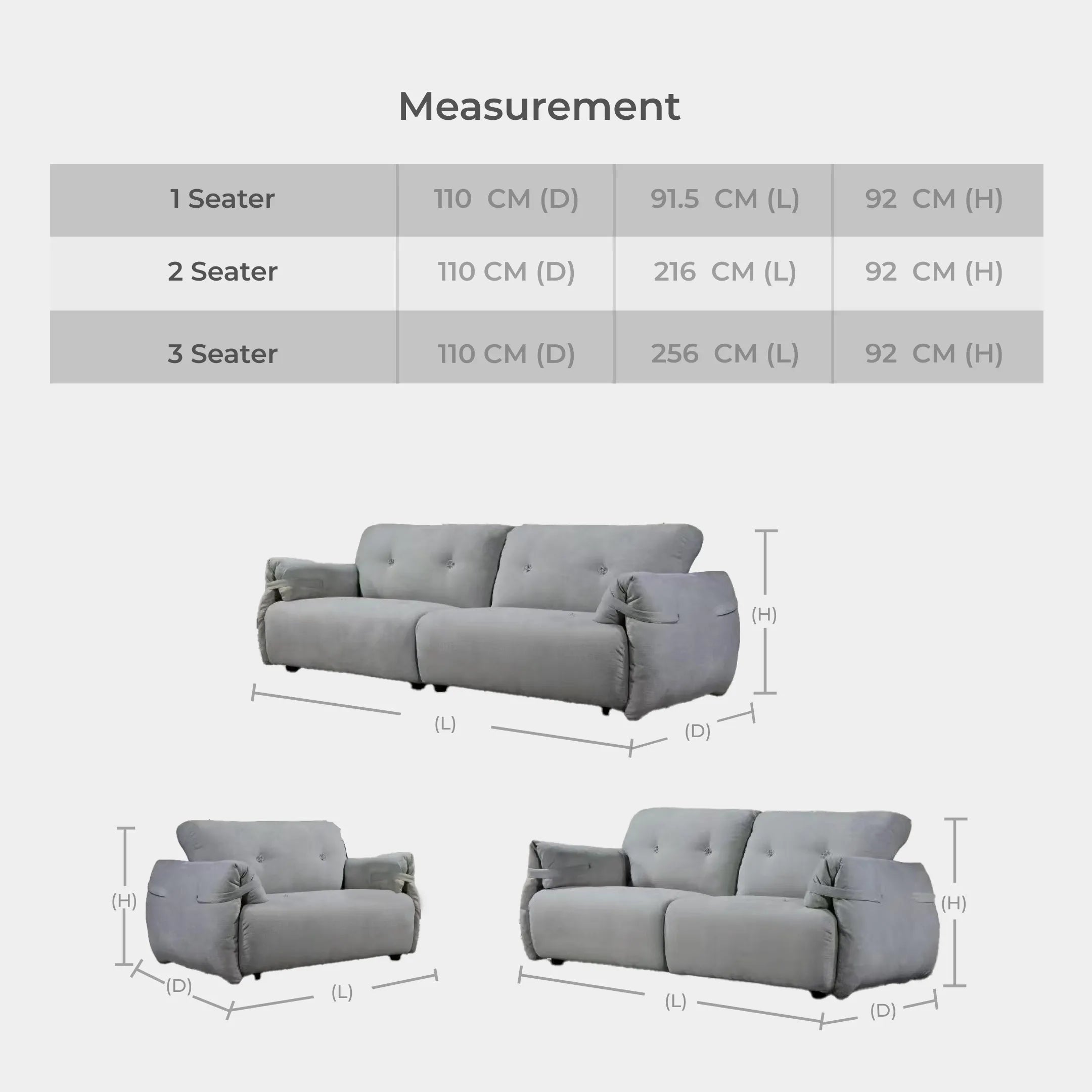 Goodnite Fabric Sofa (M1353), 1 Seater/ 2 Seater/ 3 Seater/ 5 Years Warranty