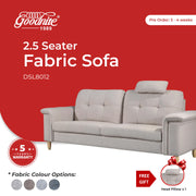Goodnite Fabric Sofa (DSL8012), 1 Seater/ 2 Seater/ 3 Seater/ 5 Years Warranty