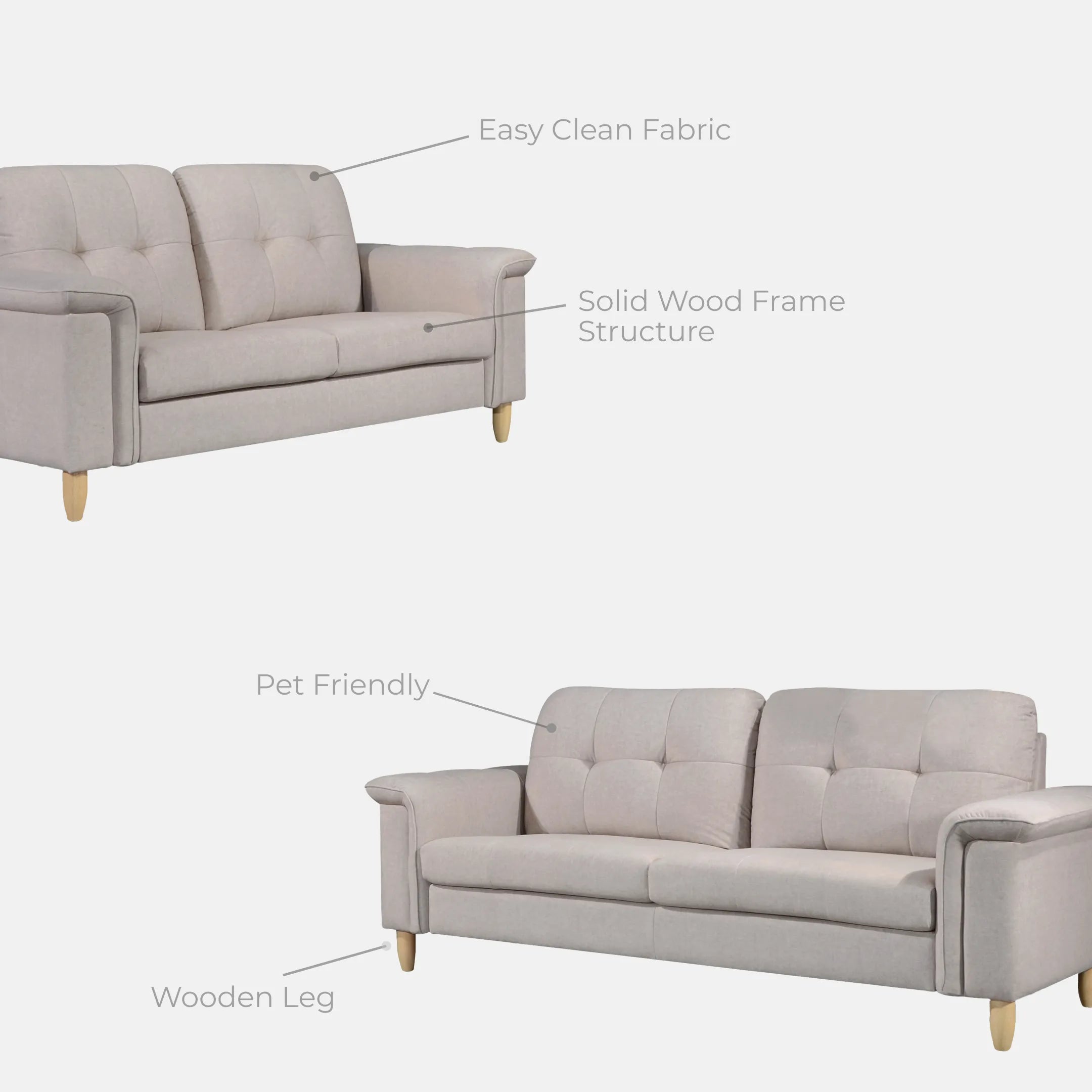 Goodnite Fabric Sofa (DSL8012), 1 Seater/ 2 Seater/ 3 Seater/ 5 Years Warranty