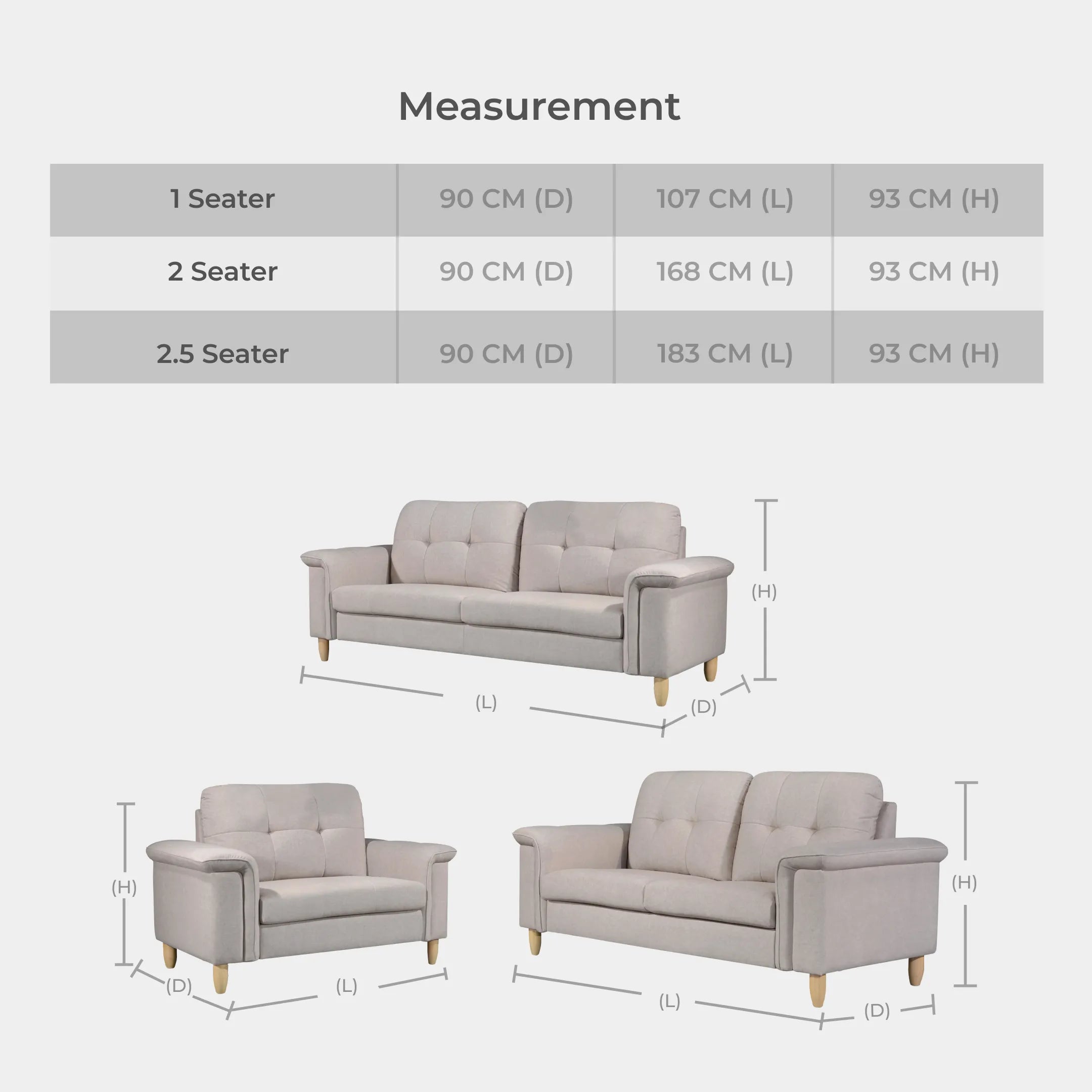 Goodnite Fabric Sofa (DSL8012), 1 Seater/ 2 Seater/ 3 Seater/ 5 Years Warranty