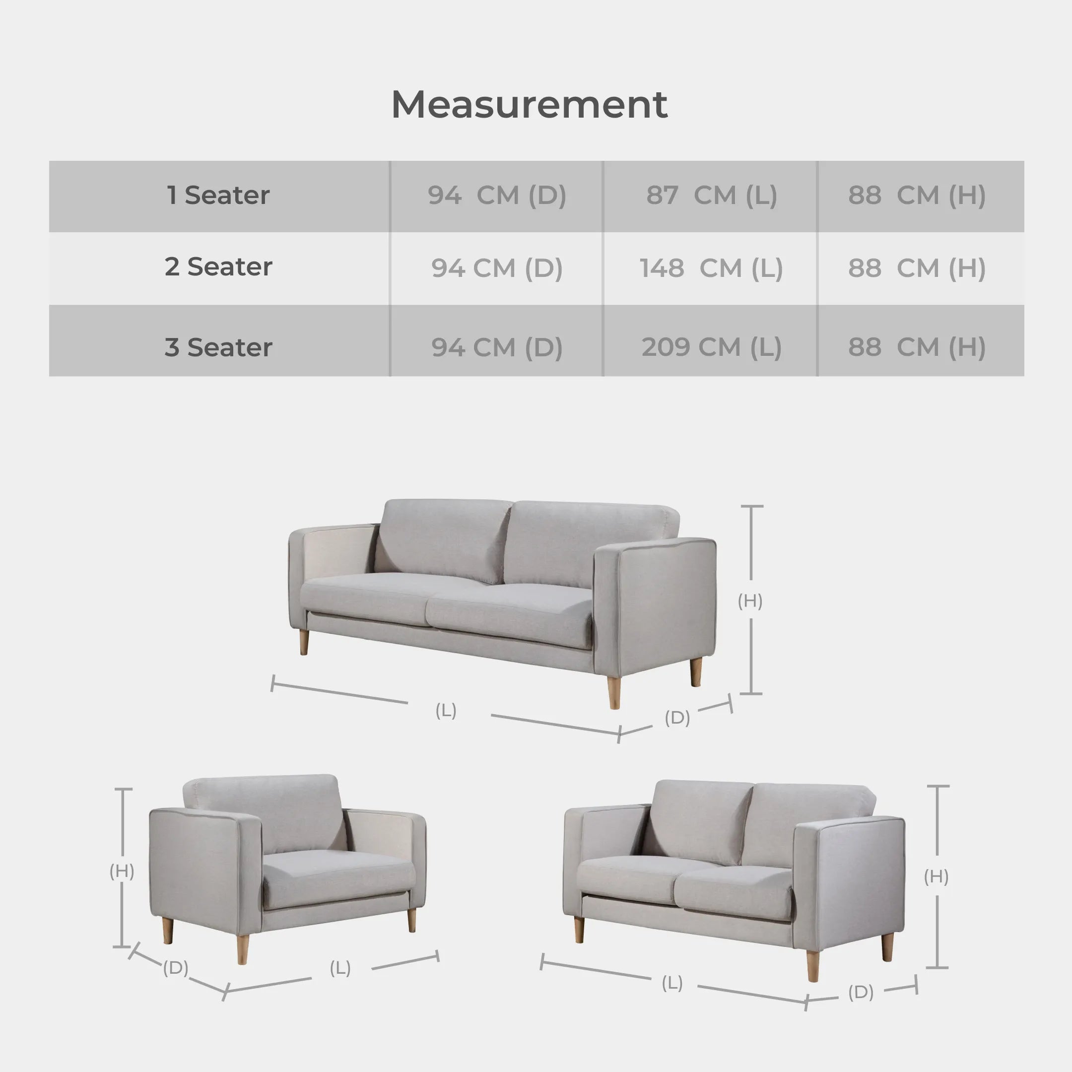 Goodnite Fabric Sofa (M1358), 1 Seater/ 2 Seater/ 3 Seater/ 2+3 Seater, 5 Years Warranty