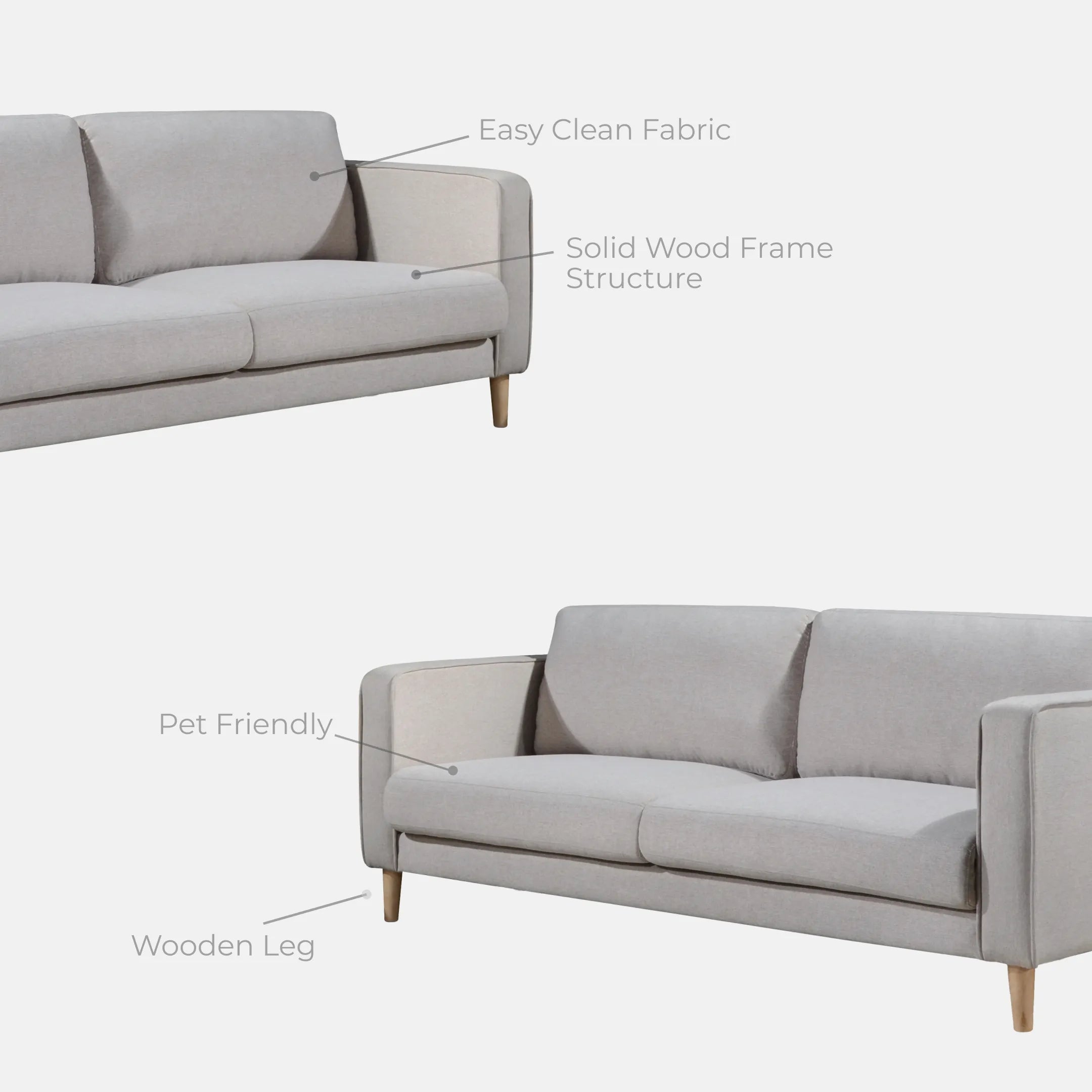 Goodnite Fabric Sofa (M1358), 1 Seater/ 2 Seater/ 3 Seater/ 2+3 Seater, 5 Years Warranty