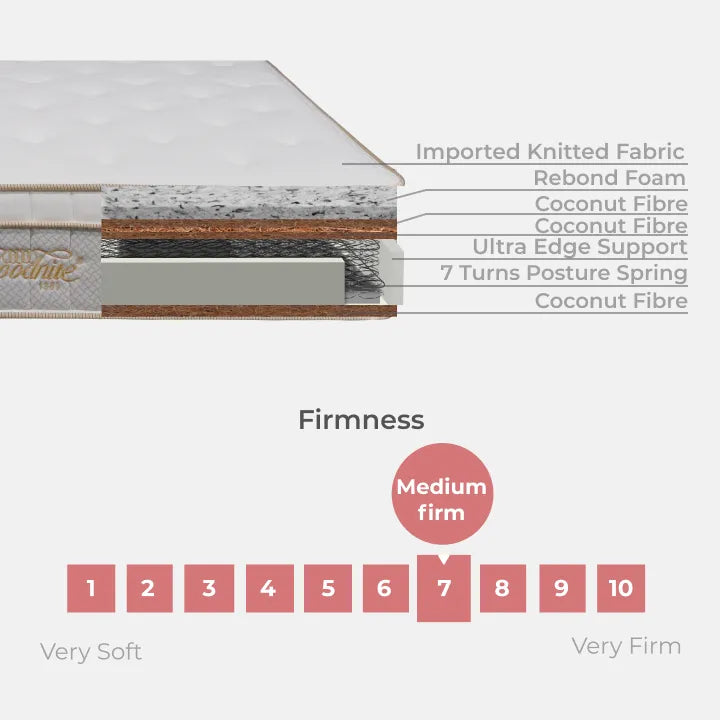 Goodnite Lexington 7 Turn Posture Spring Mattress (11.5 Inch) with Single/ Super Single/ Queen/ King