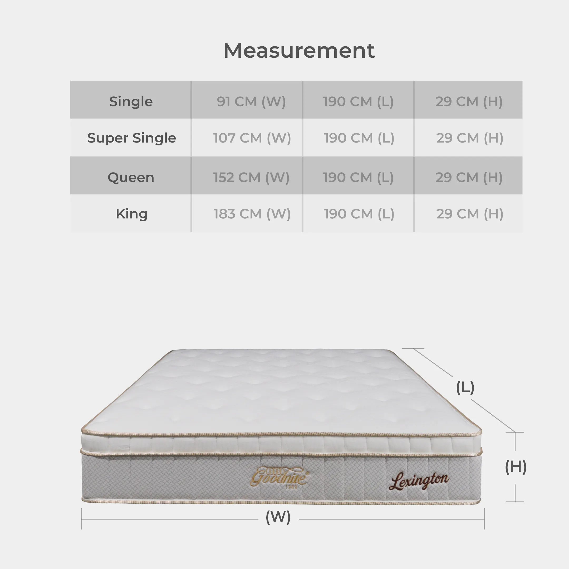 Goodnite Lexington 7 Turn Posture Spring Mattress (11.5 Inch) with Single/ Super Single/ Queen/ King