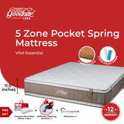 Goodnite Vital Essential Mattress 5 Zone Pocket Spring Mattress (11.5 Inch) with Single/ Super Single/ Queen/ King
