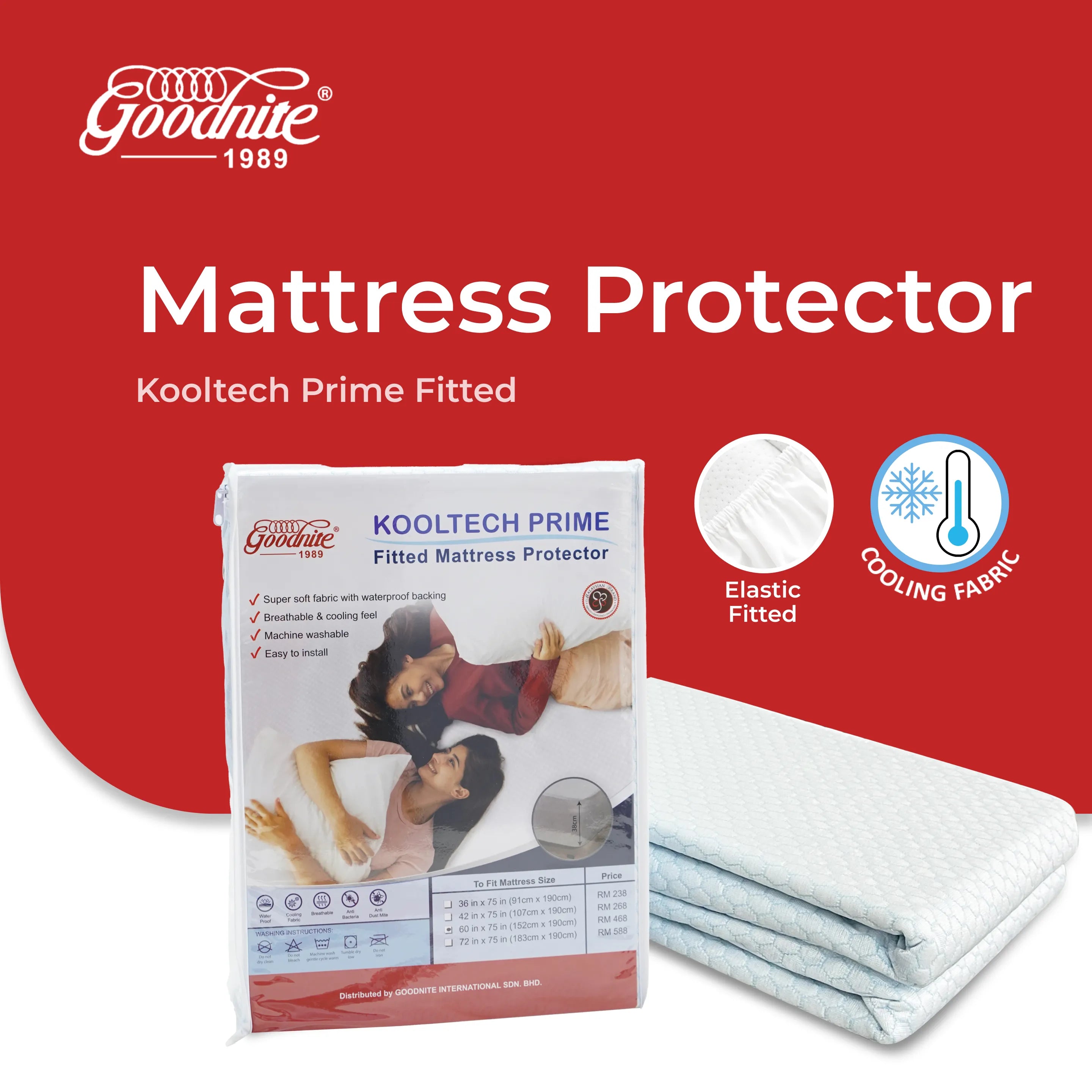 Goodnite KoolTech Prime Fitted Mattress Protector (Single/ Super Single/ Queen/ King)