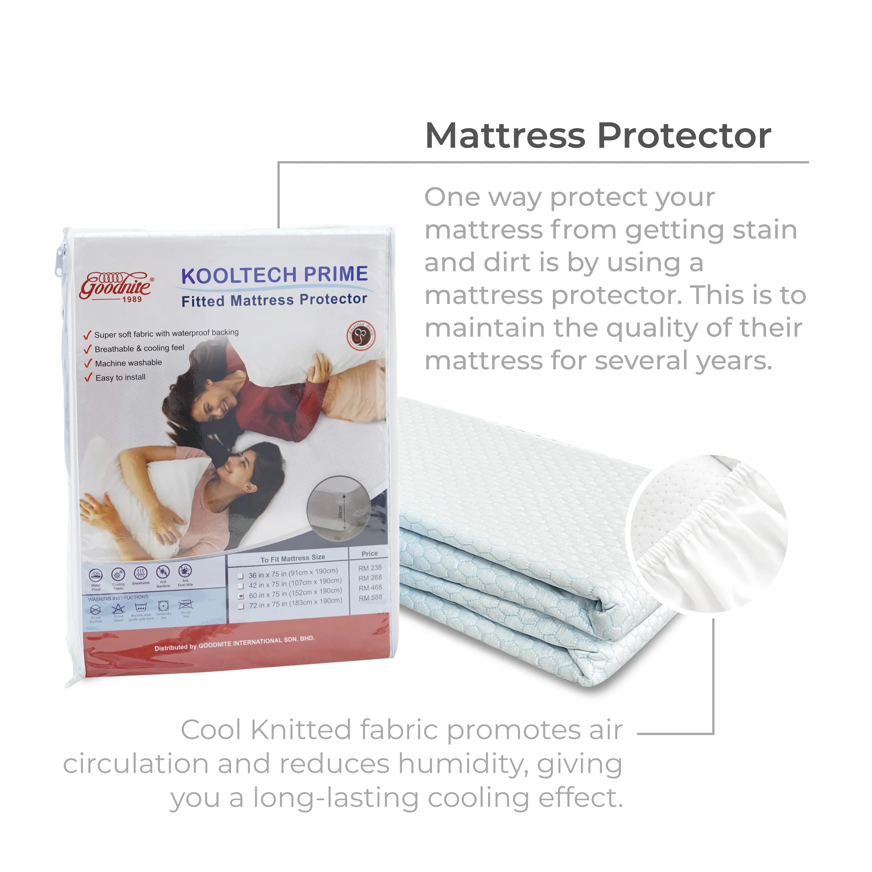 Goodnite KoolTech Prime Fitted Mattress Protector (Single/ Super Single/ Queen/ King)