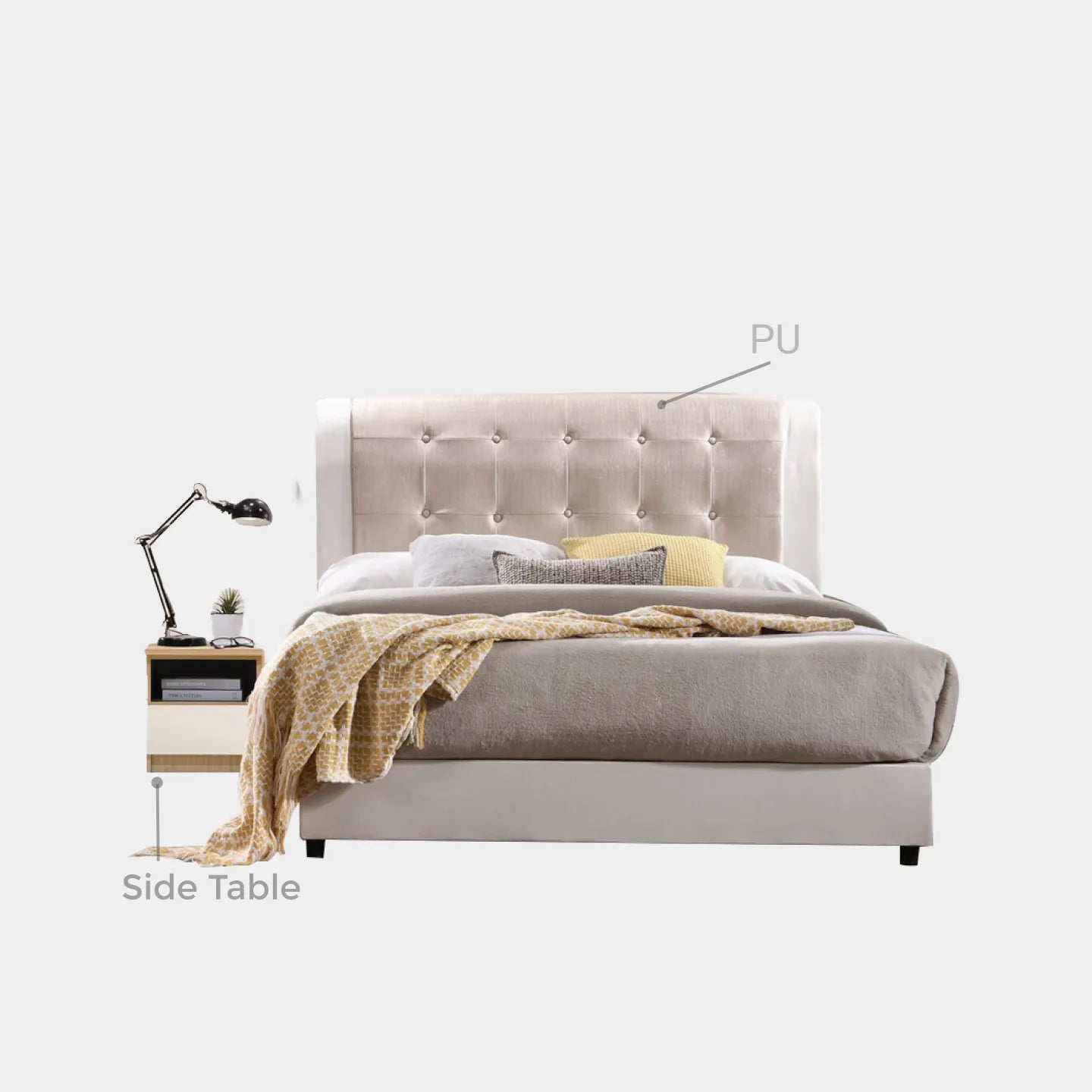 Goodnite Queen/ King Bedroom Set, Bedframe + Wardrobe + Dresser + Side Table (77812)