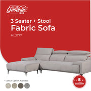 Goodnite Fabric Sofa (ML3777), 1 Seater/ 2 Seater/ 3 Seater/ 3 Seater+ Stool/ 2+3 Seater/ 5 Years Warranty