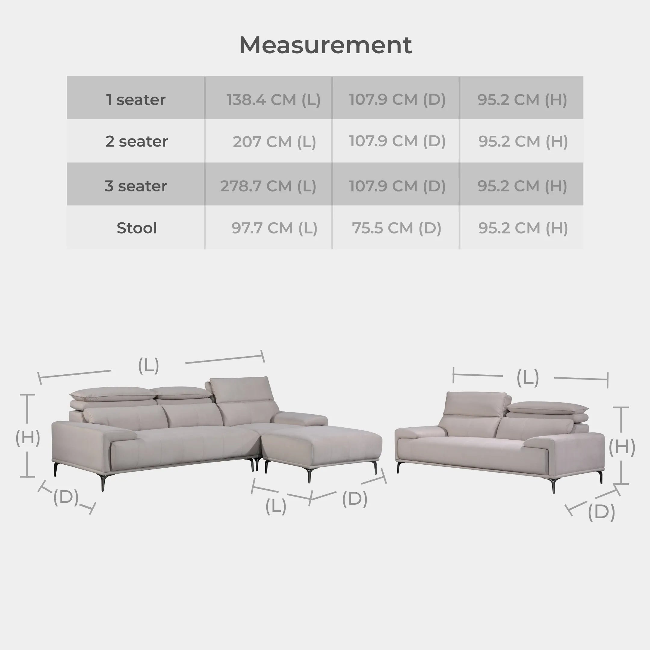 Goodnite Fabric Sofa (ML3777), 1 Seater/ 2 Seater/ 3 Seater/ 3 Seater+ Stool/ 2+3 Seater/ 5 Years Warranty