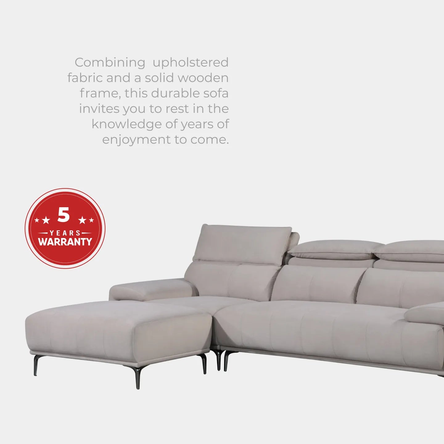 Goodnite Fabric Sofa (ML3777), 1 Seater/ 2 Seater/ 3 Seater/ 3 Seater+ Stool/ 2+3 Seater/ 5 Years Warranty