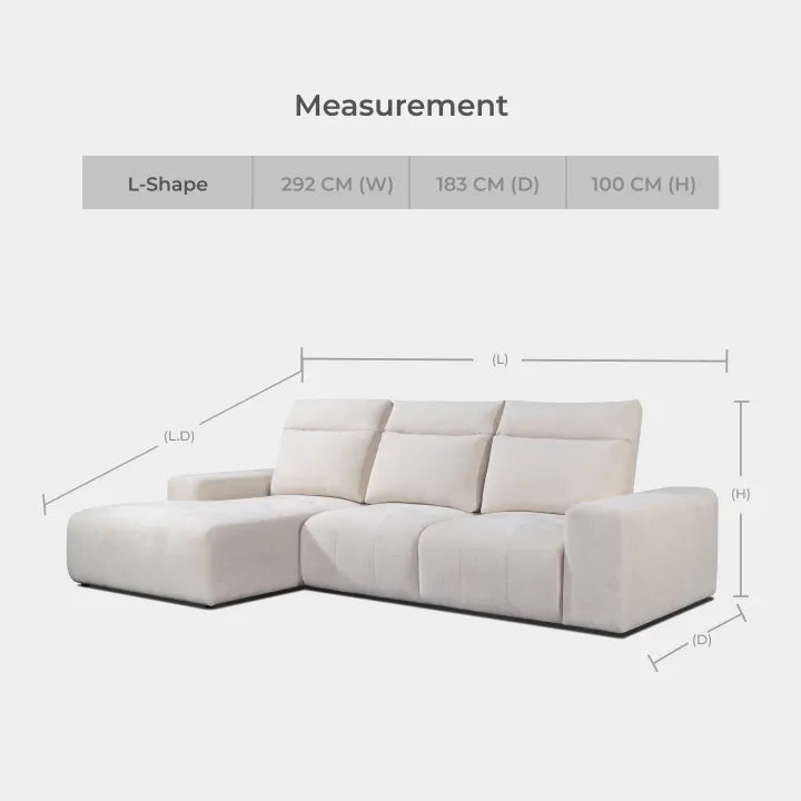 Goodnite Fabric L-Shape (AM9038), 1 Seater/ 2 Seater/ 3 Seater/ L-Shape Sofa / 5 Years Warranty