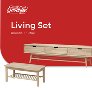 Goodnite Living Set (Orlando II + Muji), 6FT Solid Wood TV Cabinet + Coffee Table Set