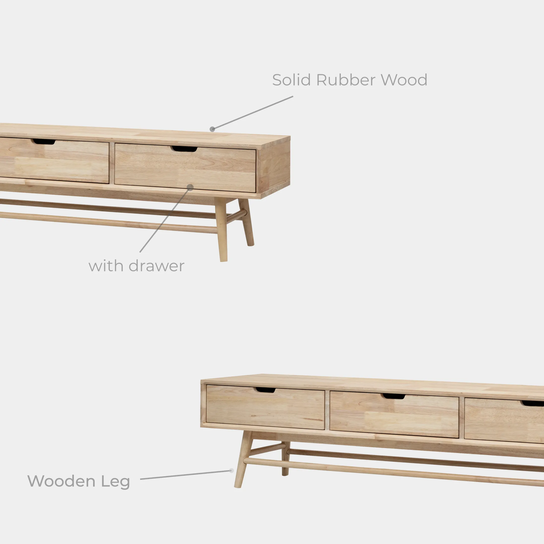 Goodnite Living Set (Orlando II + Muji), 6FT Solid Wood TV Cabinet + Coffee Table Set