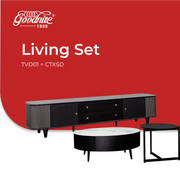 Goodnite Living Set, 6.5FT TV Cabinet + Glass Top Coffee Table