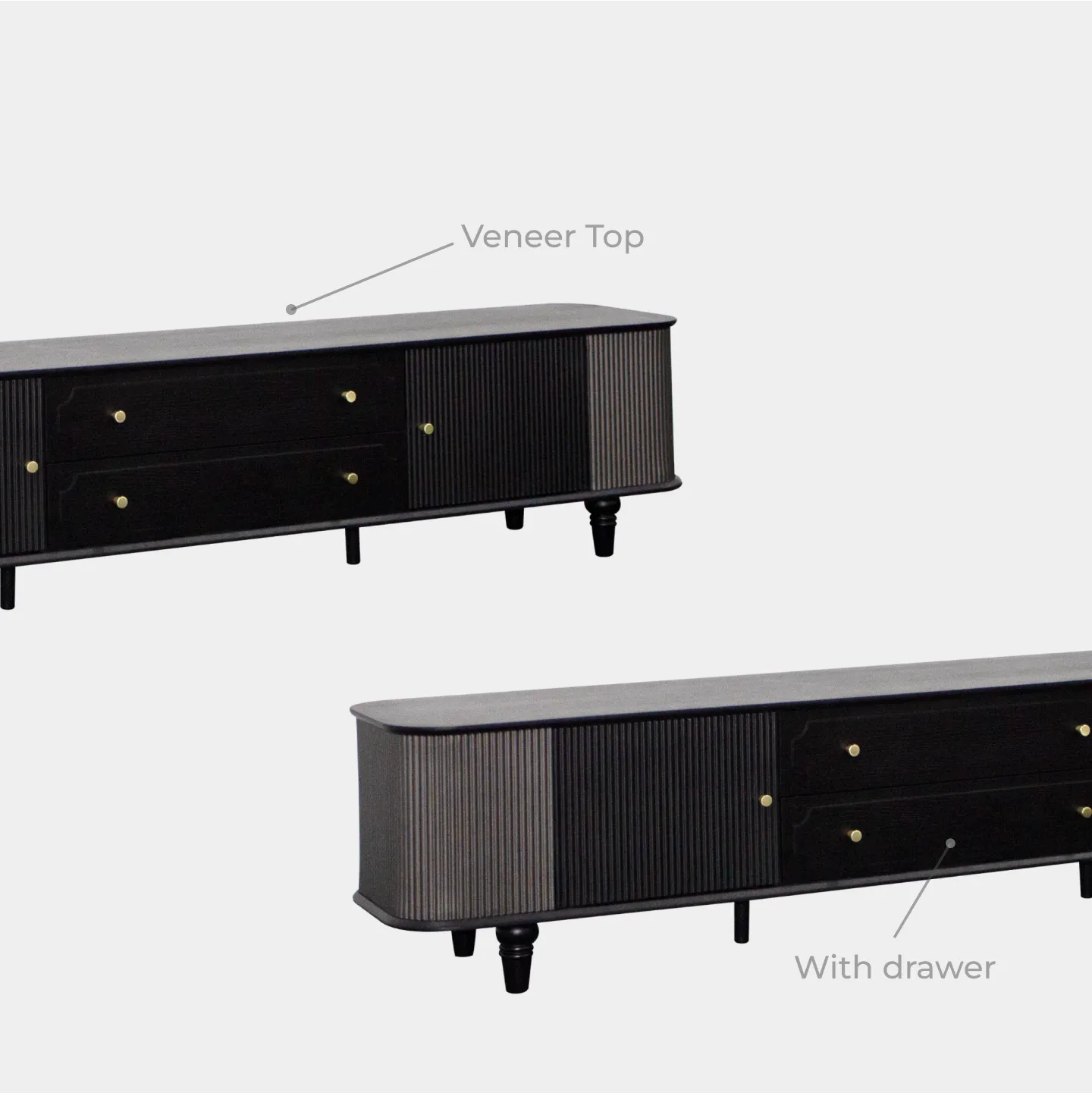Goodnite Living Set, 6.5FT TV Cabinet + Glass Top Coffee Table