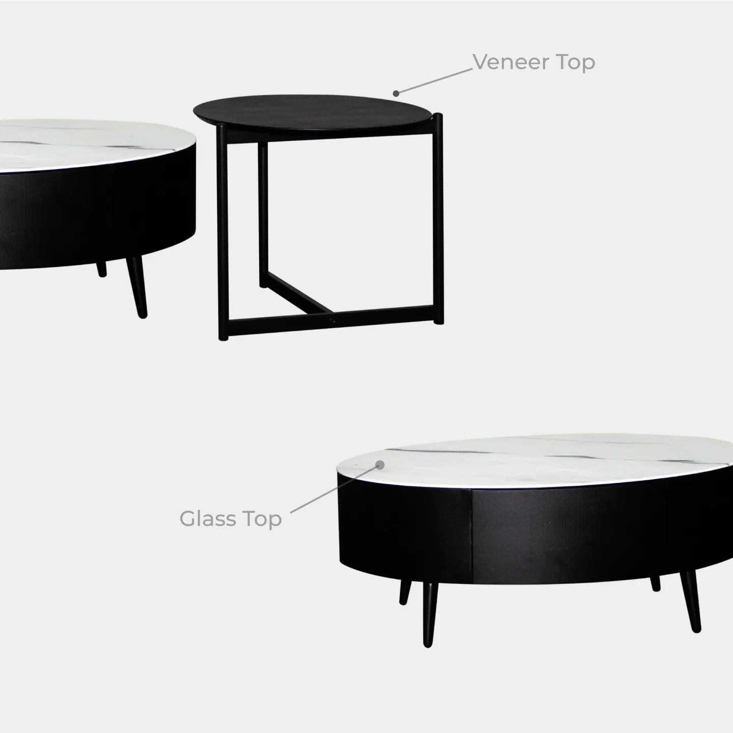 Goodnite Living Set, 6.5FT TV Cabinet + Glass Top Coffee Table