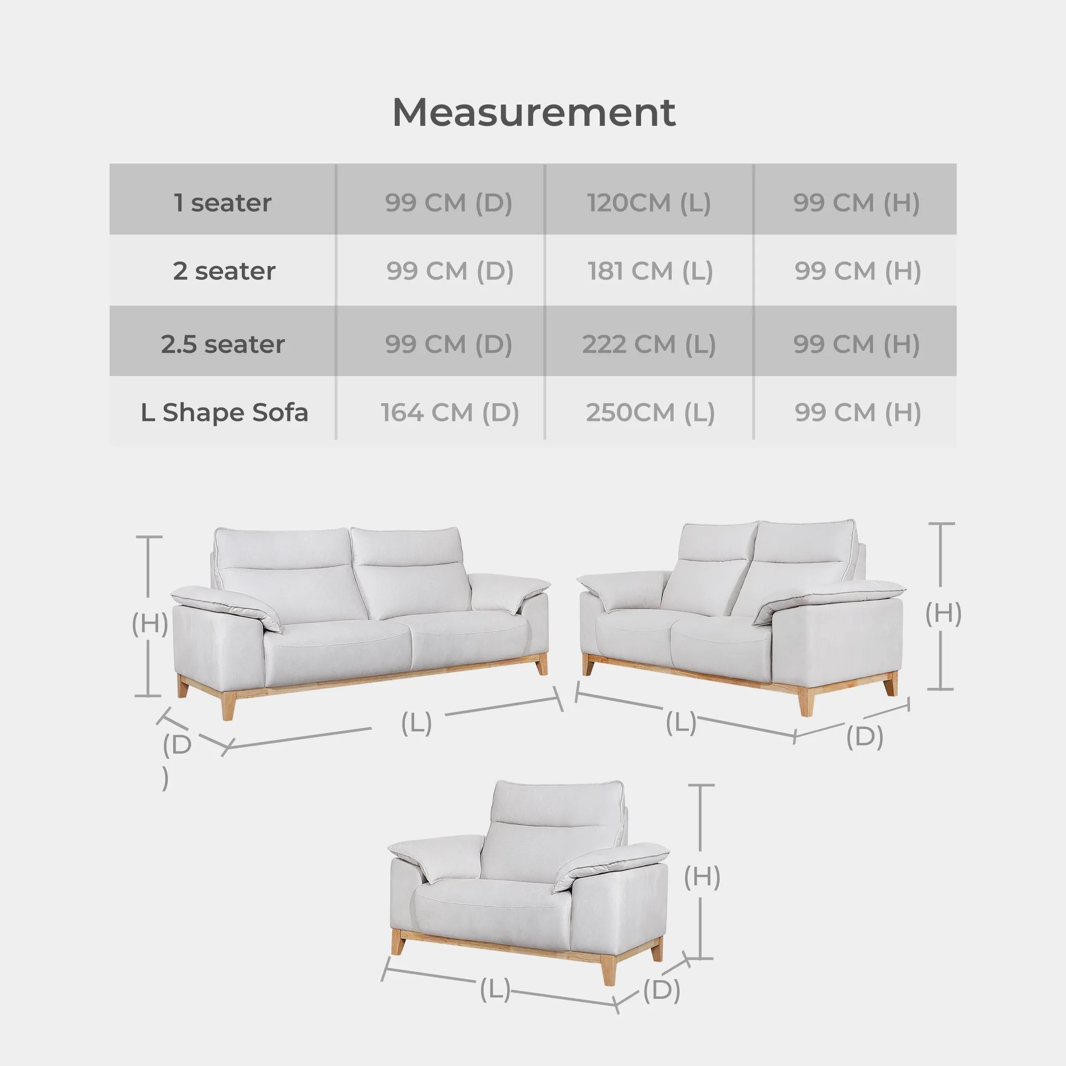 Goodnite Fabric Sofa (4022), L-Shape/ 1 Seater/ 2 Seater/ 2.5 Seater/ 2+2.5 Seater, 5 Years Warranty