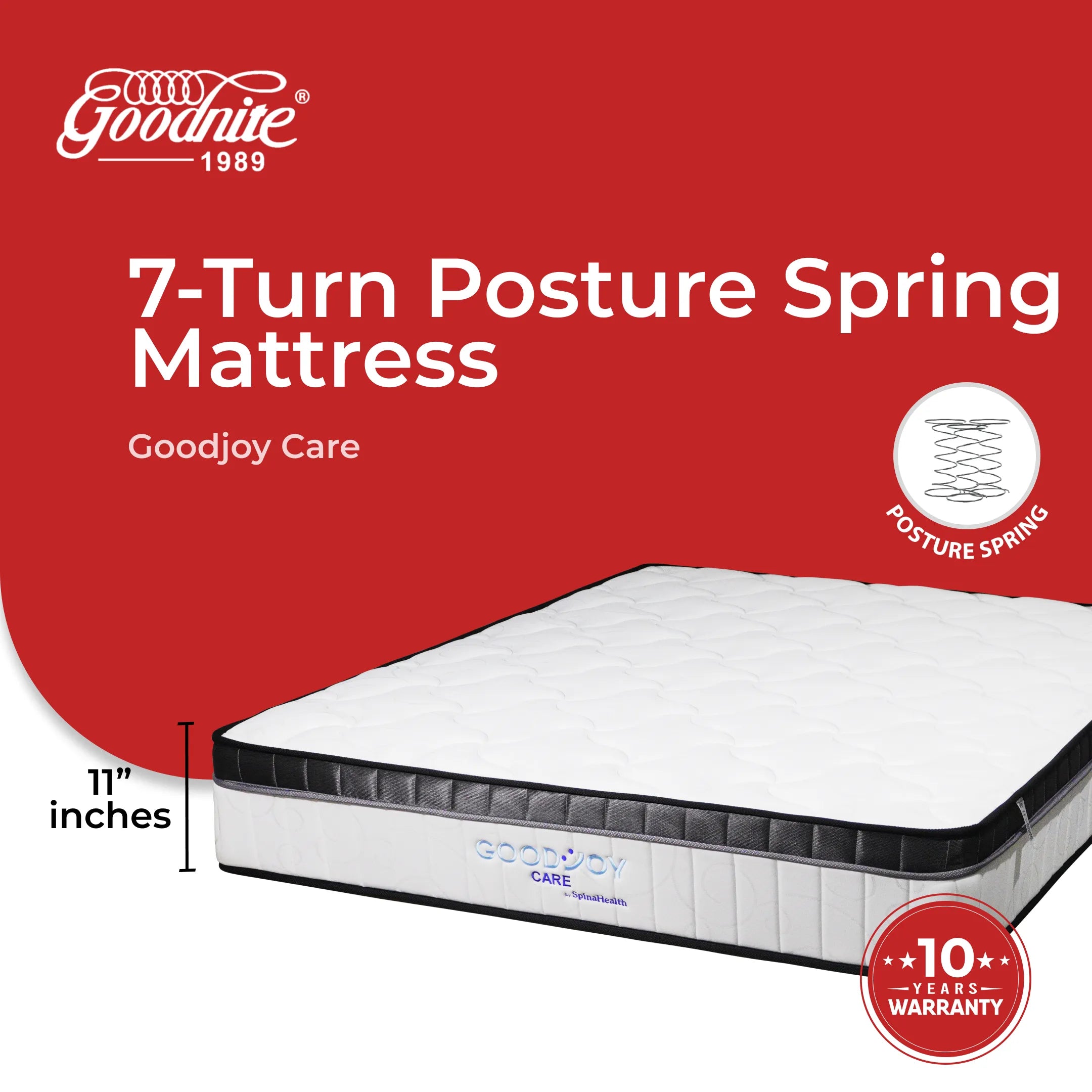 Goodnite Goodjoy Care 7 Turn Posture Spring Mattress (11 Inch) with Single/ Super Single/ Queen/ King