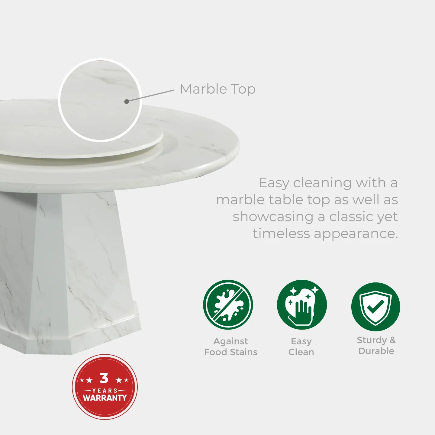 Goodnite (1+6) Marble Dining Set, Marble Top Table, Slim Metal Leg, Fabric Chair