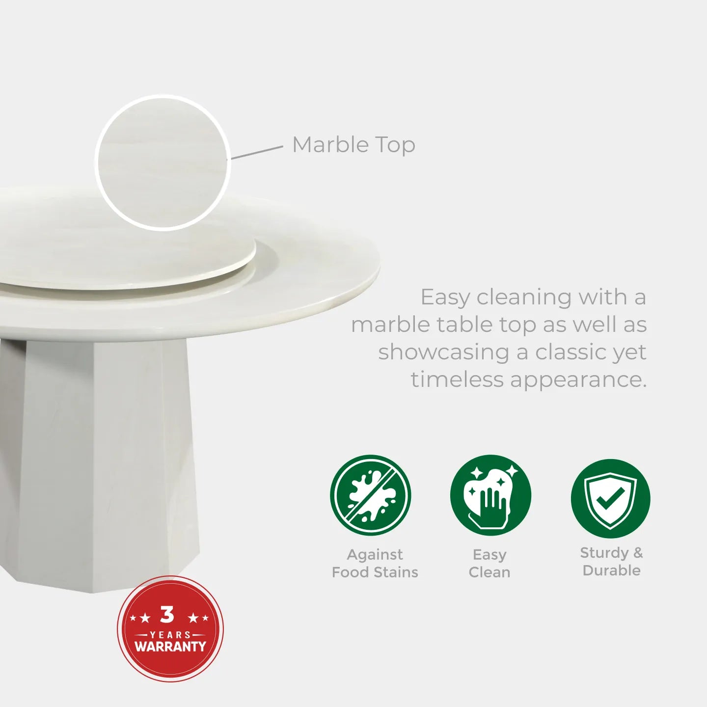 Goodnite (1+6) Marble Dining Set, Marble Top Table, Metal Leg, Fabric Chair