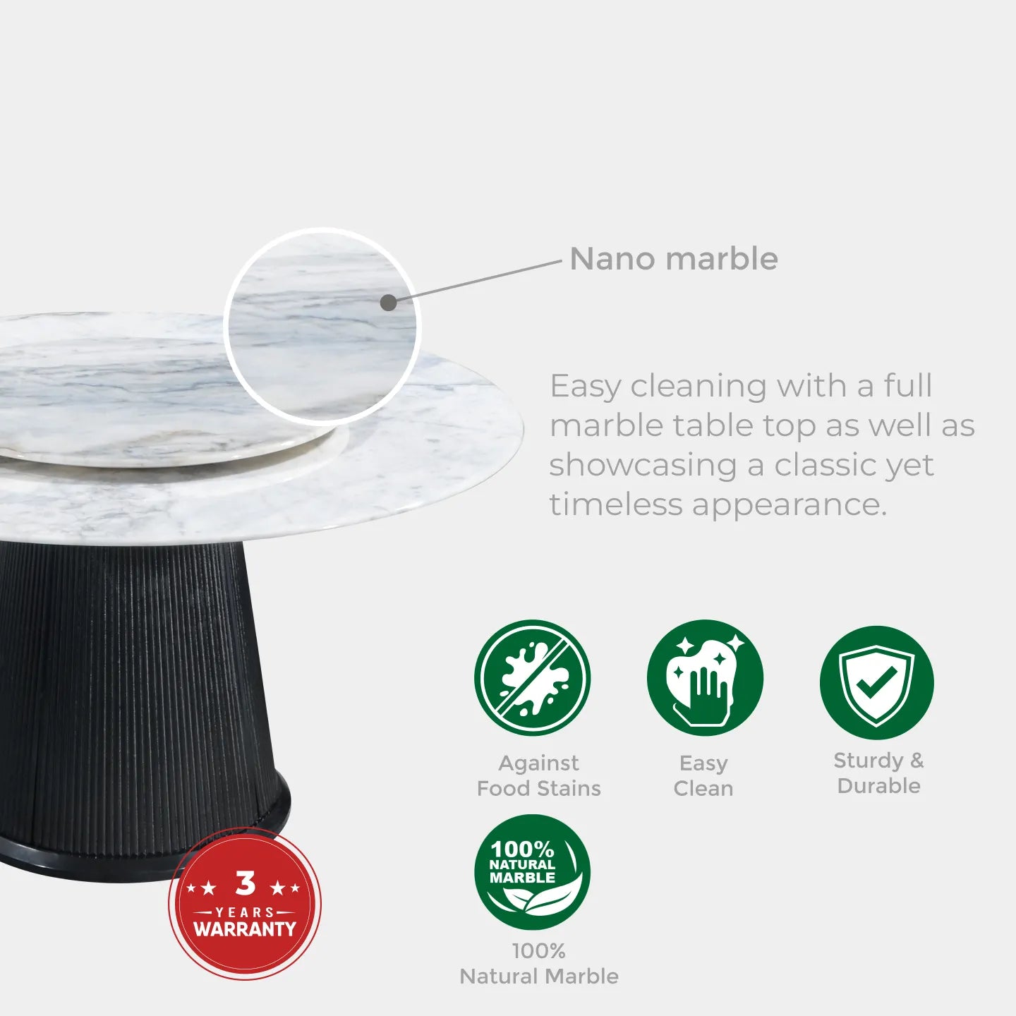 Goodnite (1+6) Marble Dining Set (W 1350mm) / (1+8) Marble Dining Set (W 1500mm), Nano Marble Table, Metal Leg, Fabric Chair
