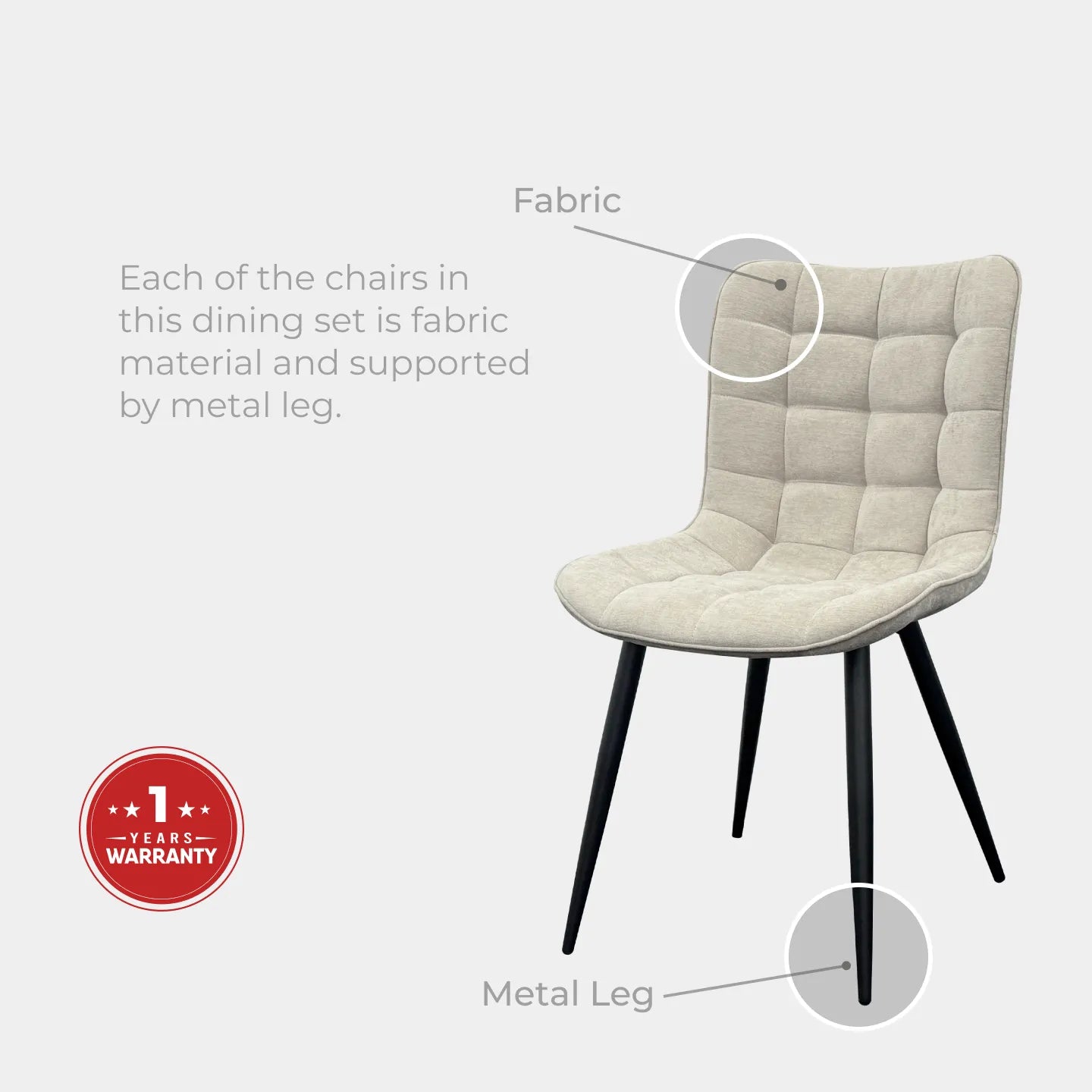 Goodnite (1+6) Marble Dining Set (W 1350mm) / (1+8) Marble Dining Set (W 1500mm), Nano Marble Table, Metal Leg, Fabric Chair