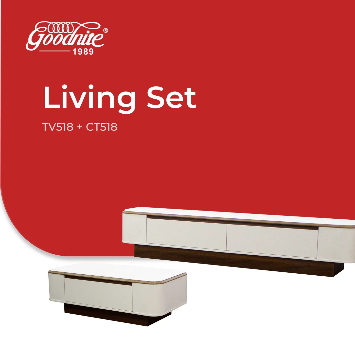 Goodnite Living Set, 6.5FT Tech Stone Top TV Cabinet + Coffee Table