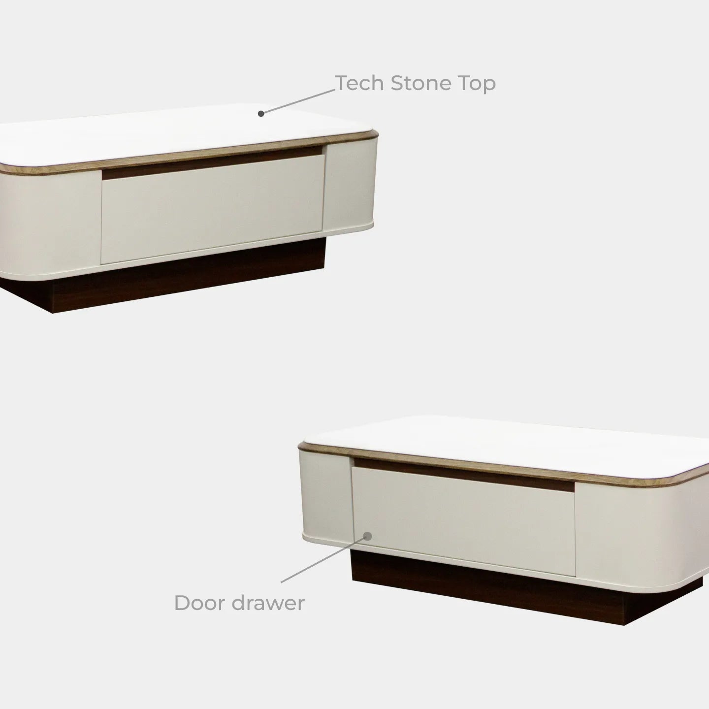 Goodnite Living Set, 6.5FT Tech Stone Top TV Cabinet + Coffee Table
