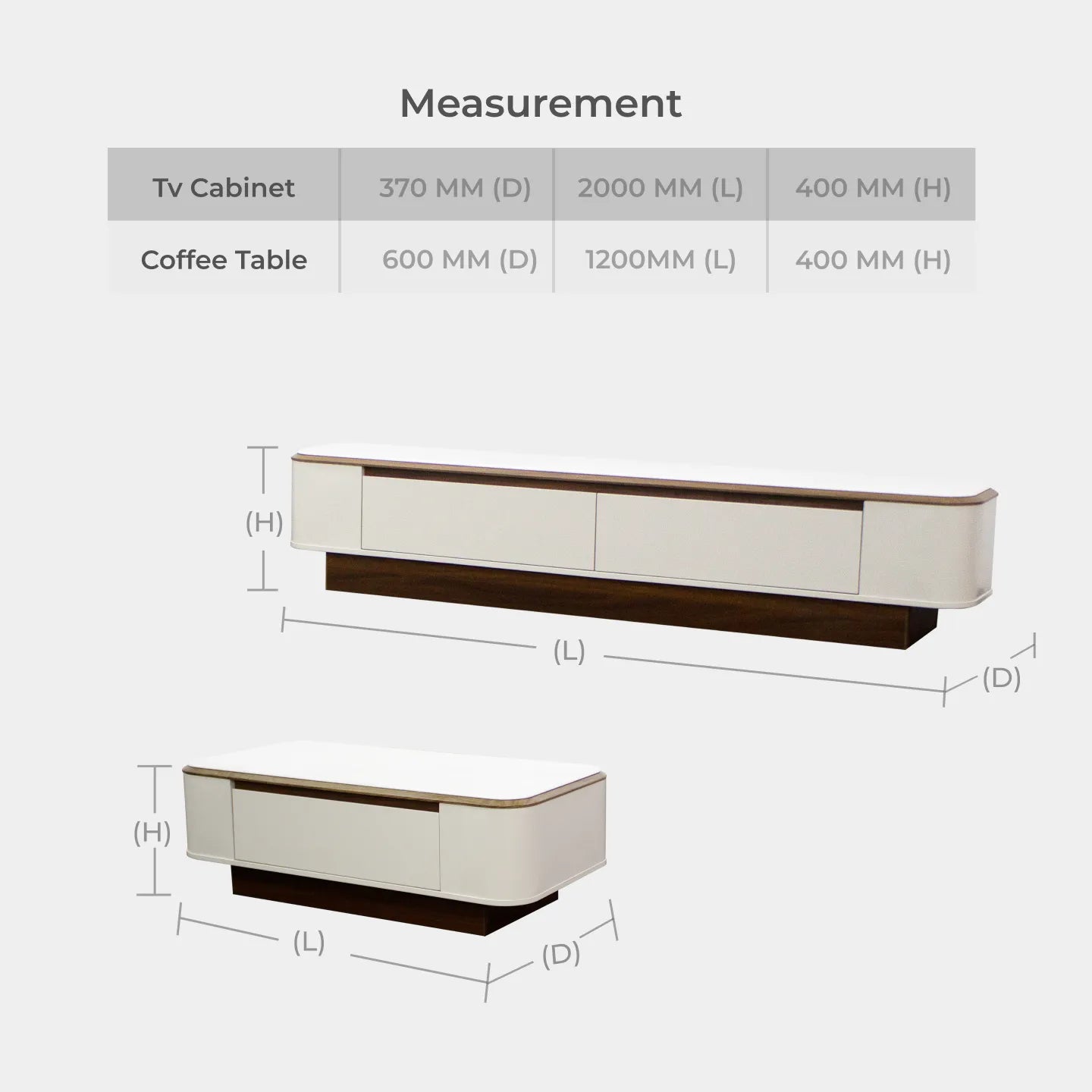 Goodnite Living Set, 6.5FT Tech Stone Top TV Cabinet + Coffee Table