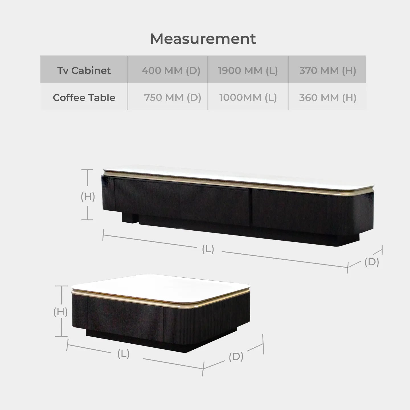 Goodnite Tech Stone Top TV Cabinet with Ceramic + Coffee Table (TV2508+CT2508)