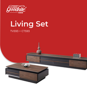 Goodnite Living Set, 6.5FT Tech Stone Top TV Cabinet + Coffee Table
