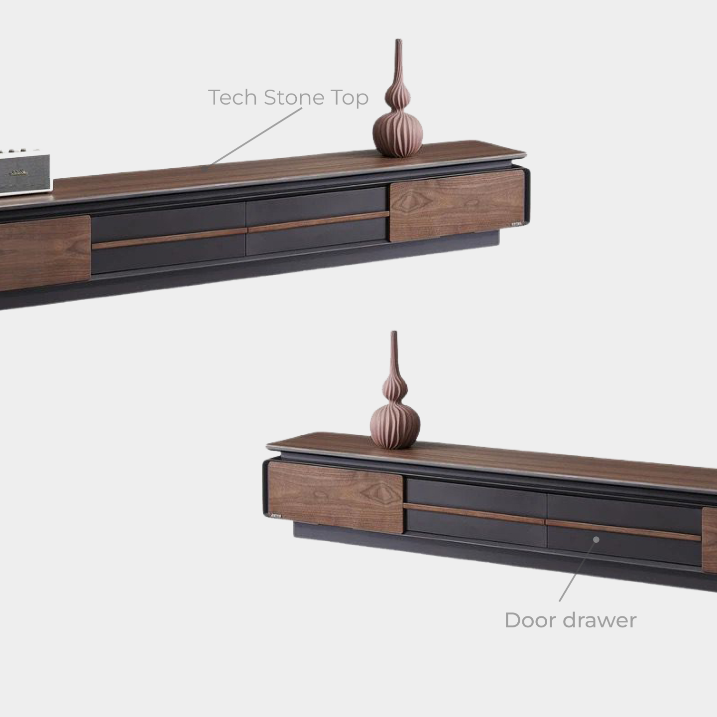 Goodnite Living Set, 6.5FT Tech Stone Top TV Cabinet + Coffee Table