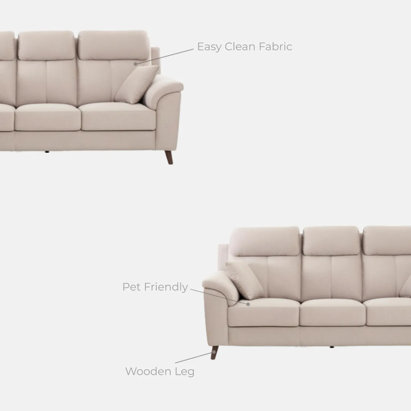 Goodnite Fabric Sofa (EDSD5718), 2 Seater/ 3 Seater/ 2+3 Seater/ 5 Years Warranty