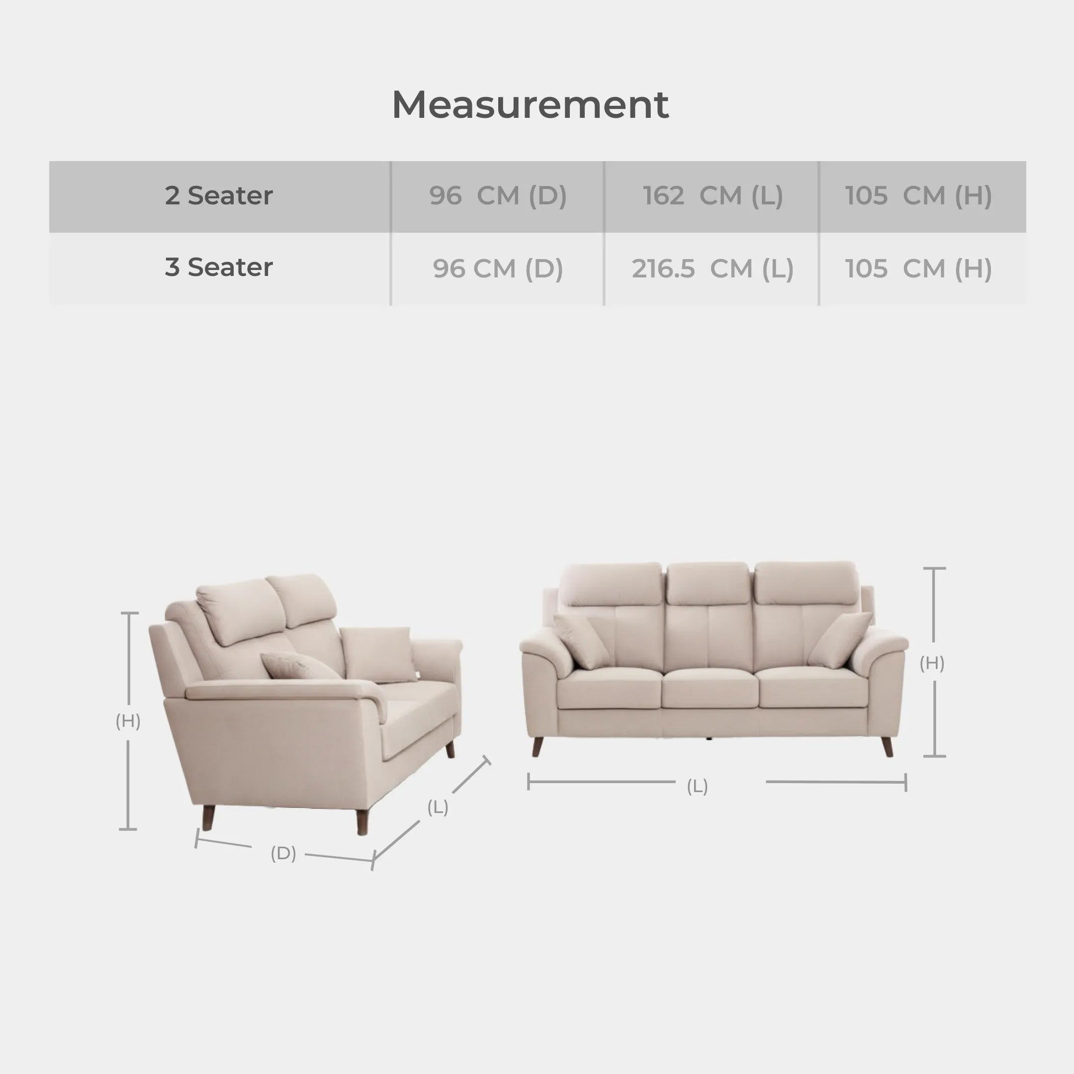 Goodnite Fabric Sofa (EDSD5718), 2 Seater/ 3 Seater/ 2+3 Seater/ 5 Years Warranty
