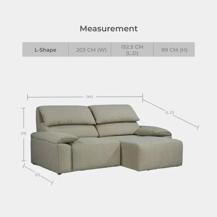 Goodnite Seat Power Slide Out L-Shape Sofa (DSL8036 32"), 5 Years Warranty