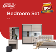 Goodnite Queen/ King Bedroom Set, Bedframe + Wardrobe + Dresser + Side Table (2119)