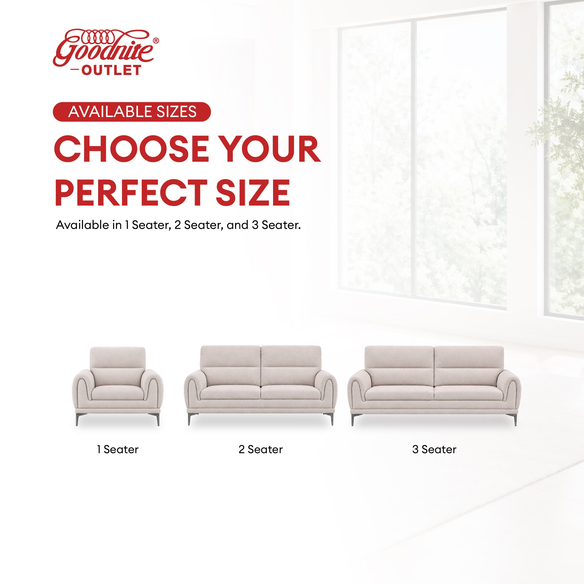 Goodnite Fabric Sofa (3011), 1 Seater/ 2 Seater/ 3 Seater/ 2+3 Seater, 5 Years Warranty