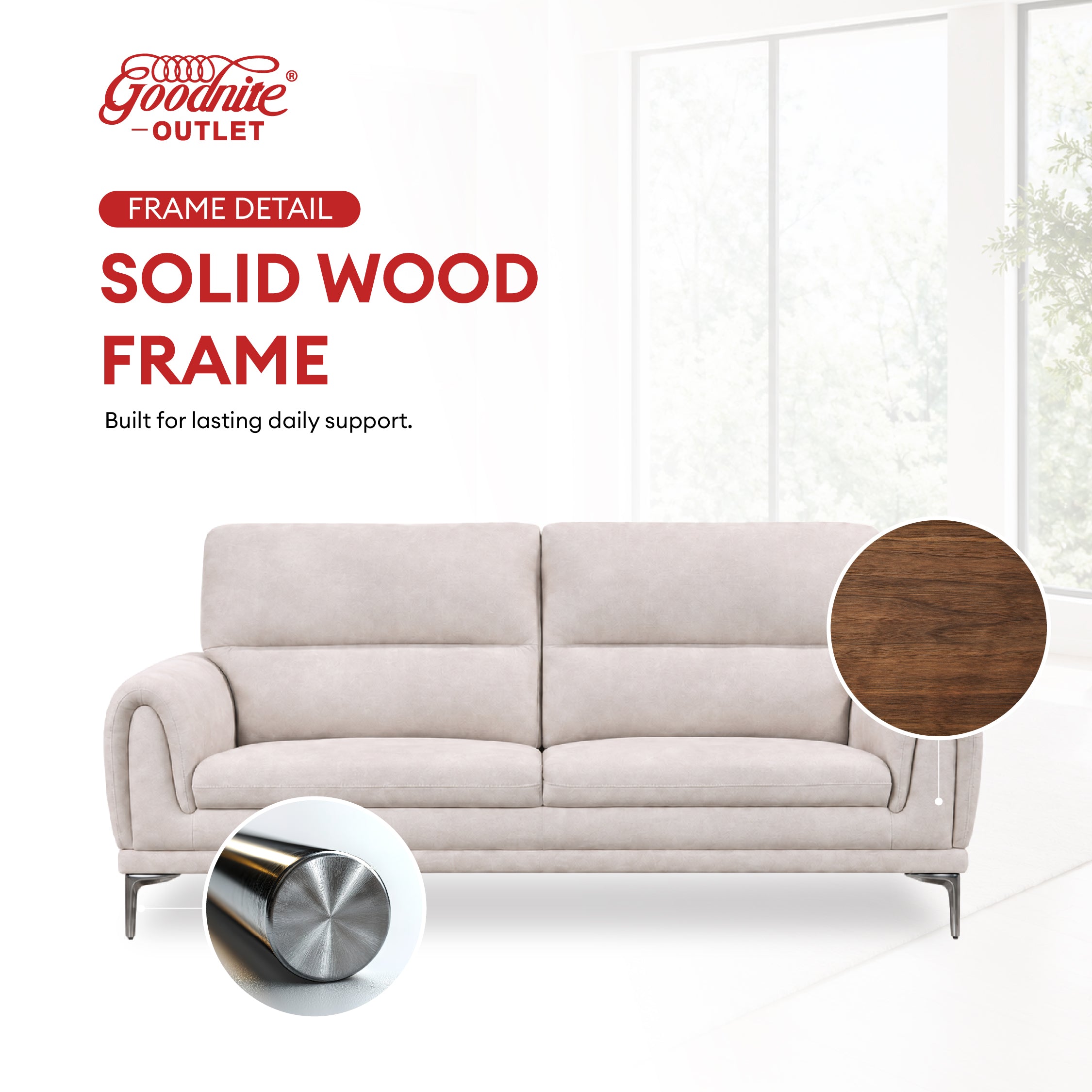 Goodnite Fabric Sofa (3011), 1 Seater/ 2 Seater/ 3 Seater/ 2+3 Seater, 5 Years Warranty